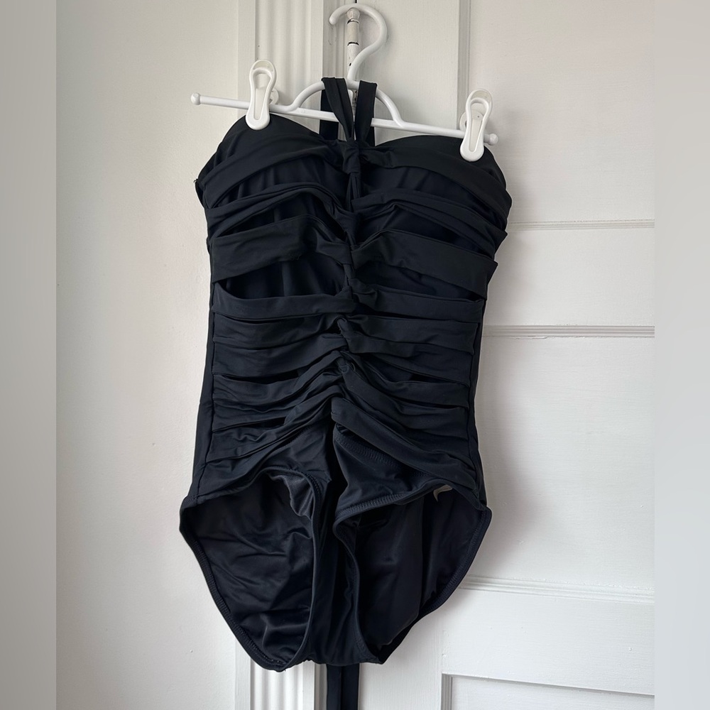 Spanx Swim - Halter One Piece Swimsuit with adjustable ruching, size 8
